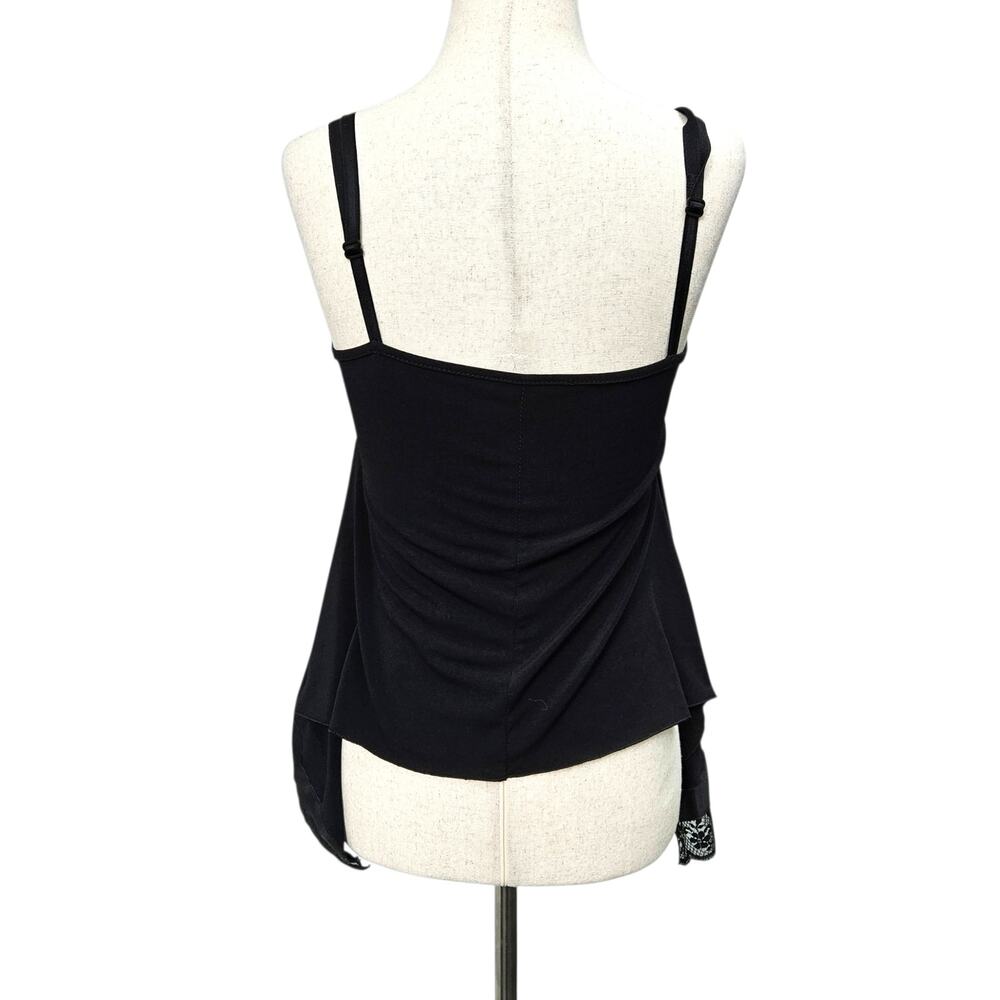 Y2k Euro Asymmetrical Cami Top Black Lacey - Small - Picture 2 of 5